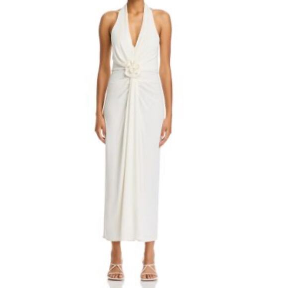 Cinq a Sept Kathleen Rosette ruched maxi dress ivory size 12 - Picture 1 of 8